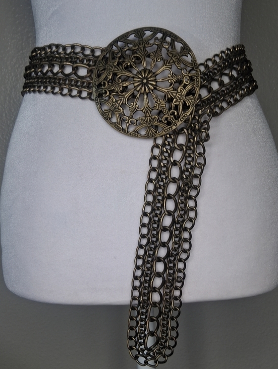 Chico's Accessories - Chico's Bronze Multi-Chain Waist Belt Floral Medallion Medieval Festival
